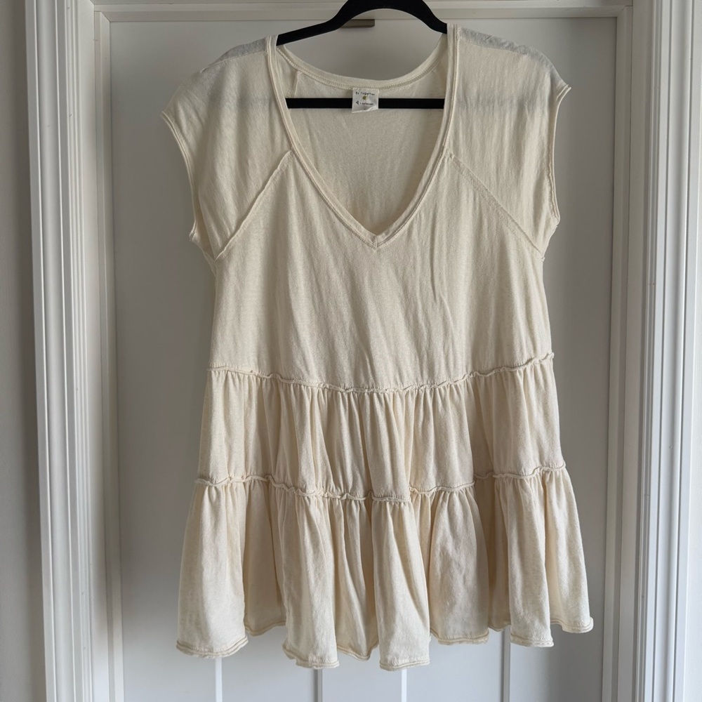 By Together Cream Tiered V-Neck Tunic